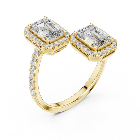 Offset Emerald Duo Ring (RNG 0045) (Lab Grown)
