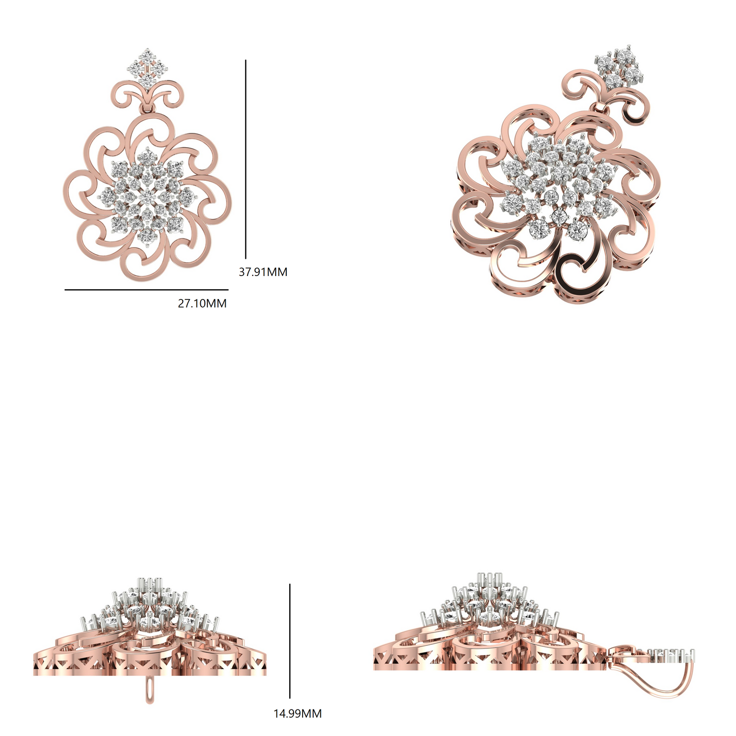 Ornate Bloom Pendant (PND 0078) (Lab Grown)
