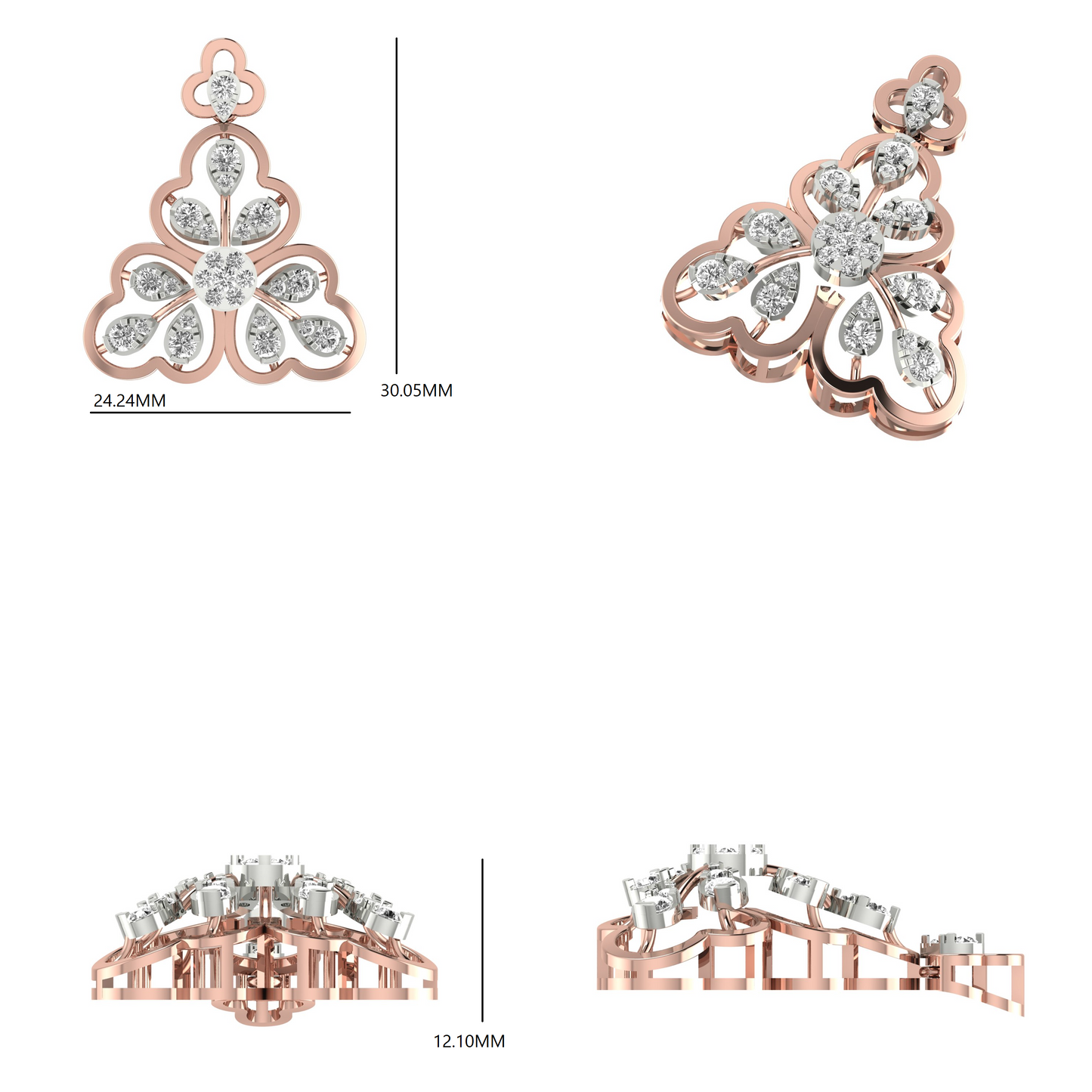 Petal Crown Pendant (PND 0083) (Lab Grown)