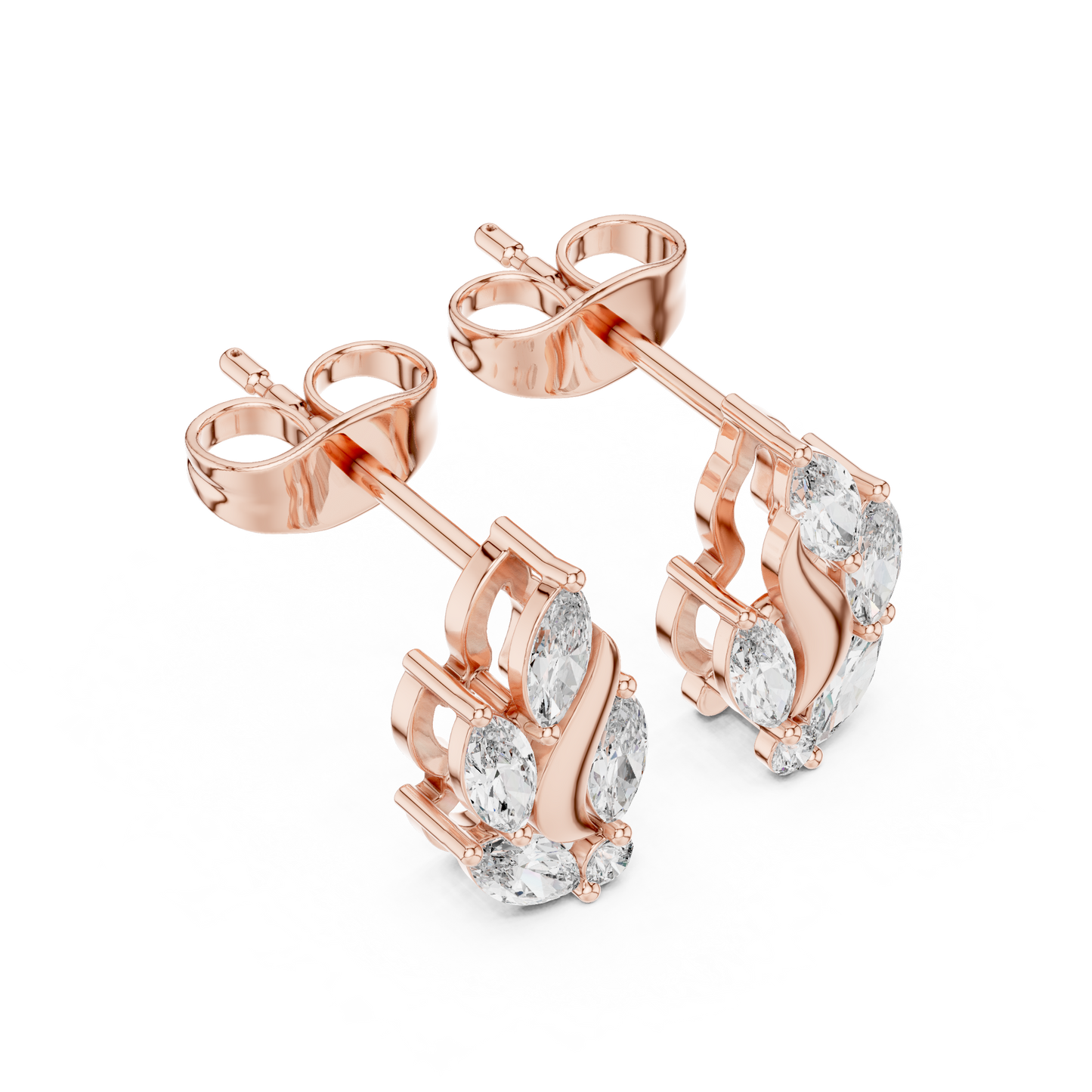 Marquise Flow Studs (ER 0195) (Lab Grown)