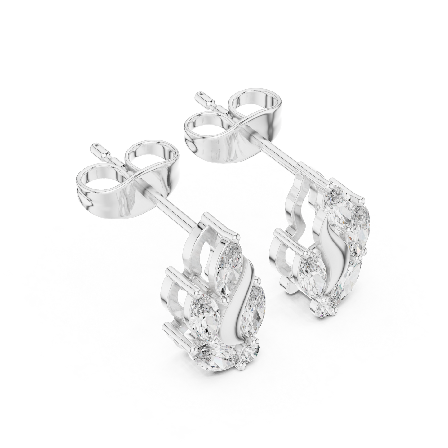 Marquise Flow Studs (ER 0195) (Lab Grown)