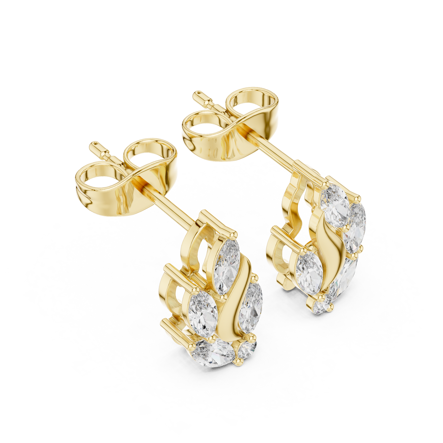 Marquise Flow Studs (ER 0195) (Lab Grown)