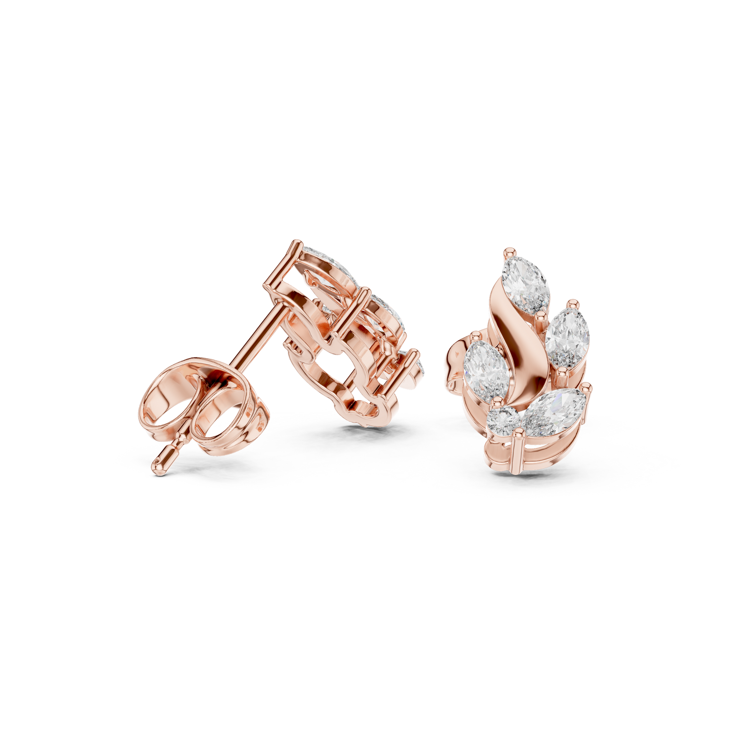 Marquise Flow Studs (ER 0195) (Lab Grown)