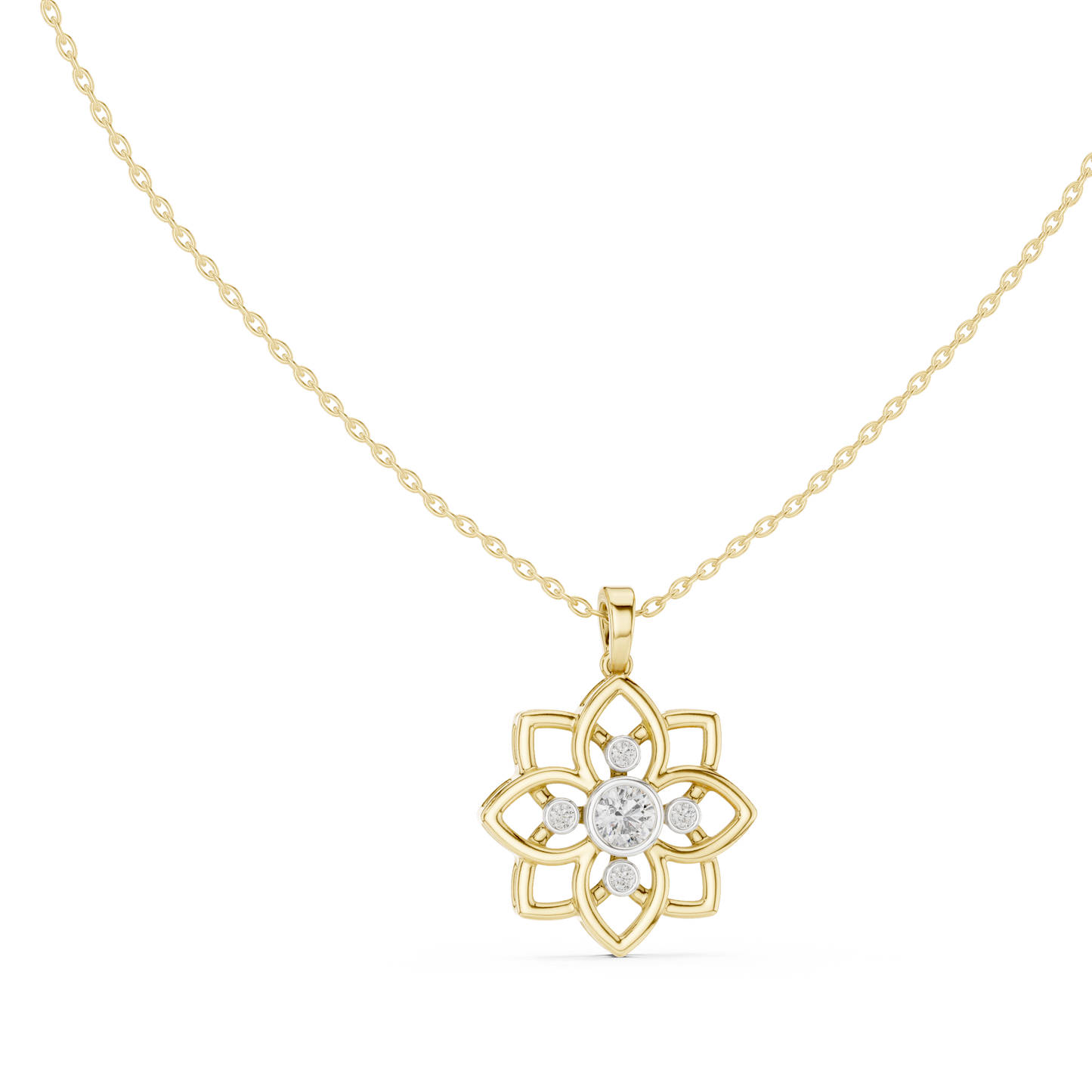 Floral Radiance Pendant (PND 0052) (Lab Grown)