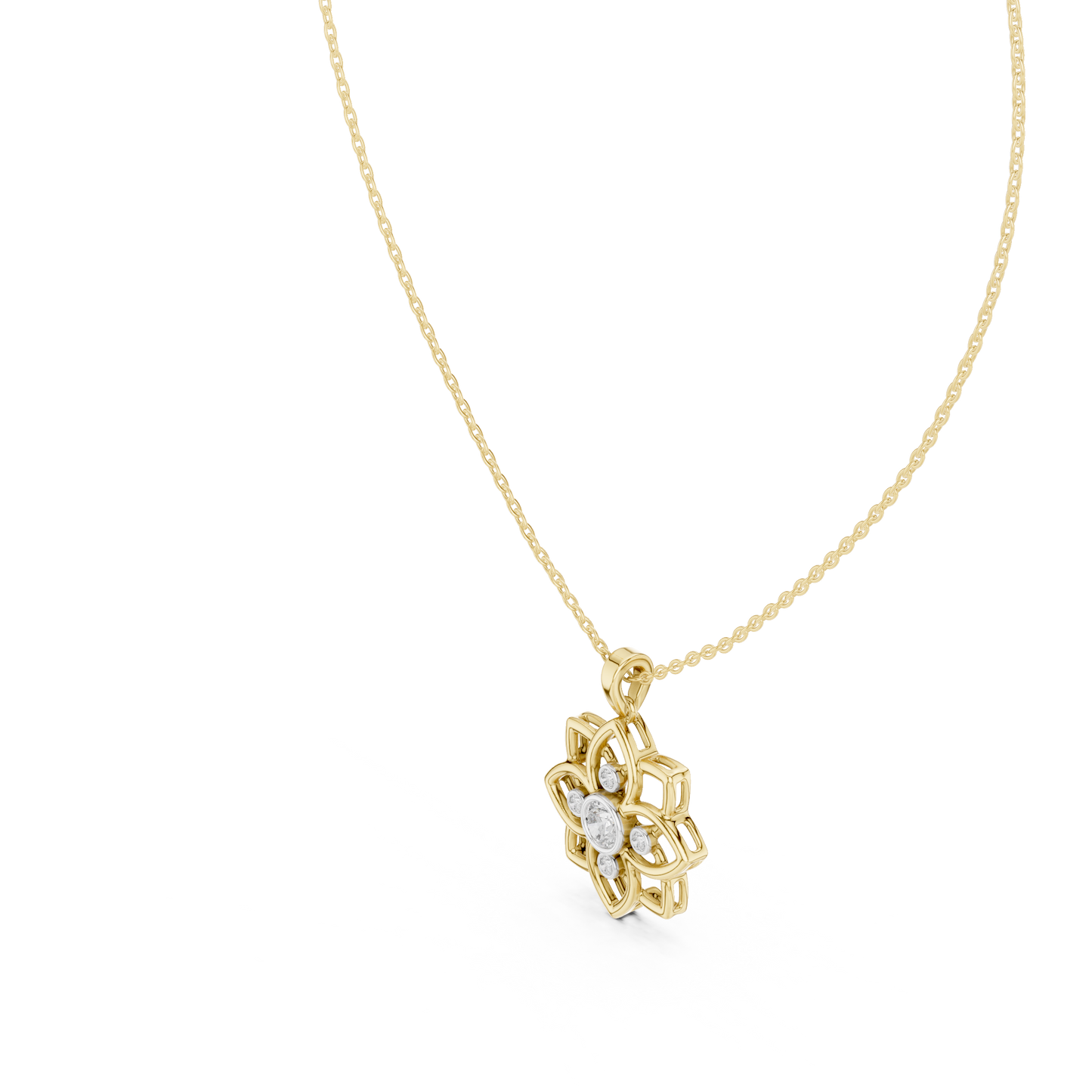 Floral Radiance Pendant (PND 0052) (Lab Grown)