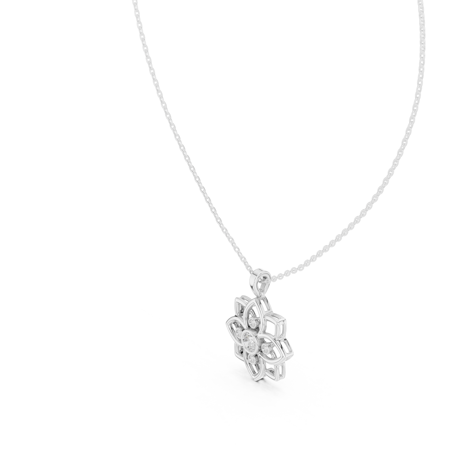 Floral Radiance Pendant (PND 0052) (Lab Grown)