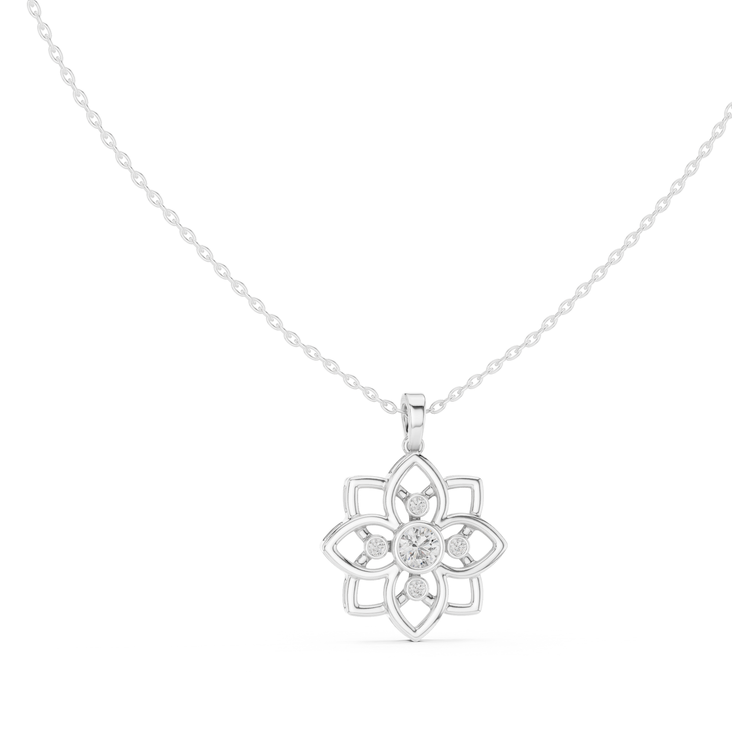 Floral Radiance Pendant (PND 0052) (Lab Grown)