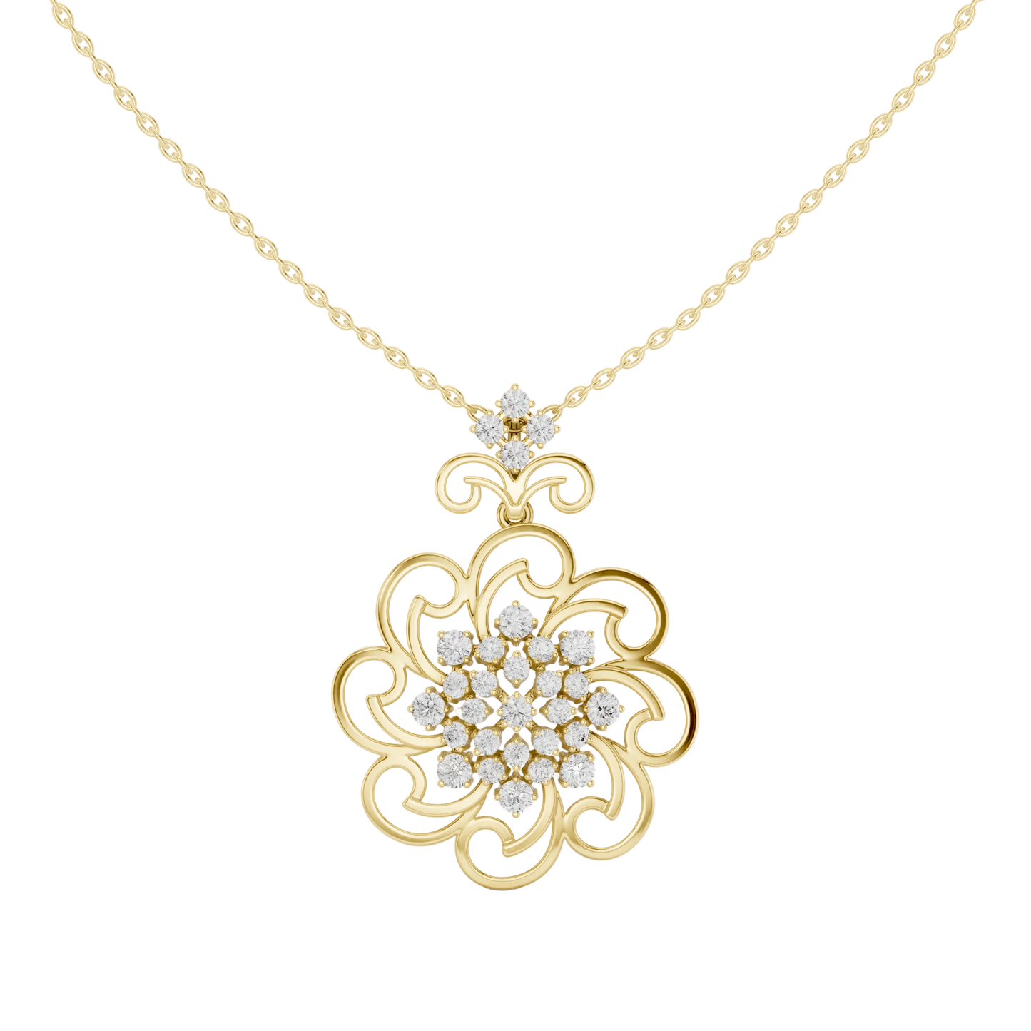 Ornate Bloom Pendant (PND 0078) (Lab Grown)