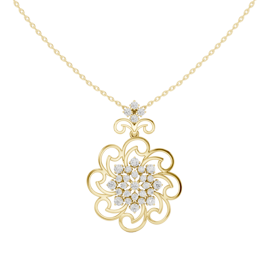 Ornate Bloom Pendant (PND 0078) (Lab Grown)