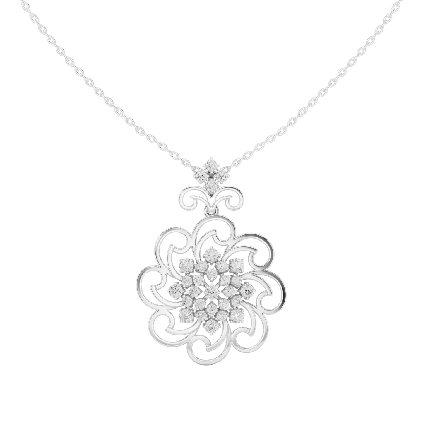 Ornate Bloom Pendant (PND 0078) (Lab Grown)