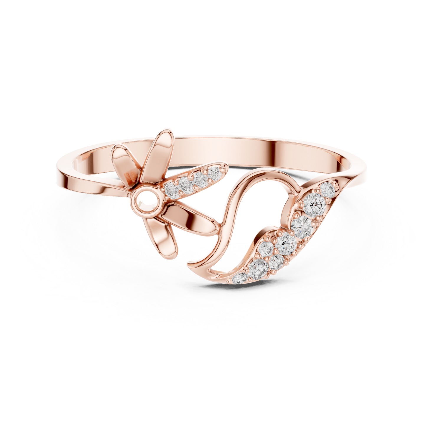 Floral Curve Ring (RNG 0001) (Lab Grown)