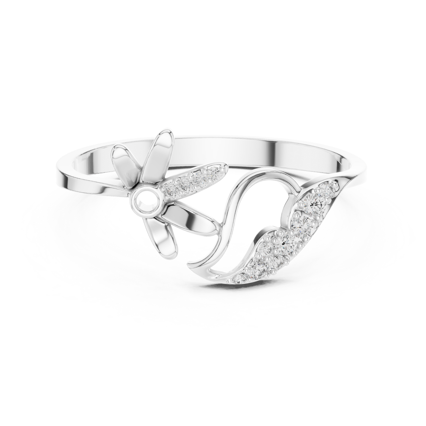 Floral Curve Ring (RNG 0001) (Lab Grown)