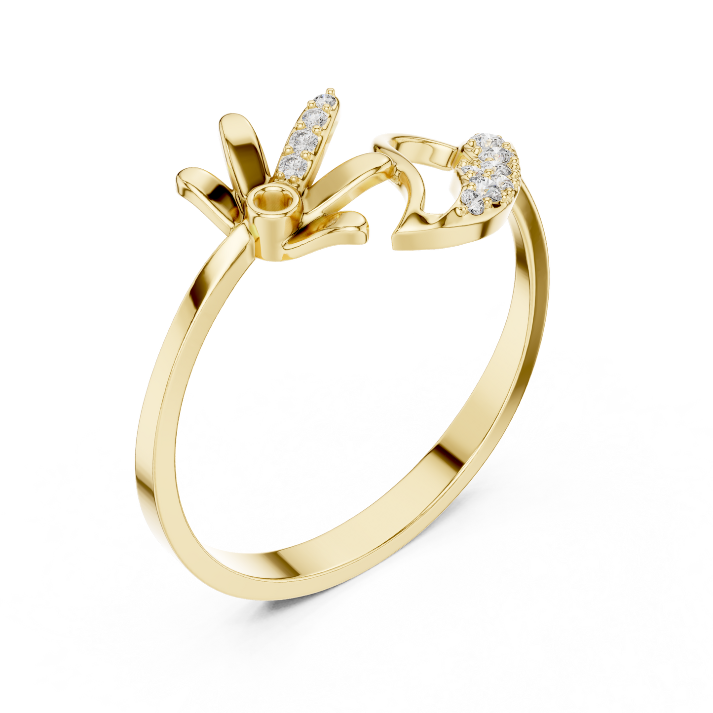 Floral Curve Ring (RNG 0001) (Lab Grown)
