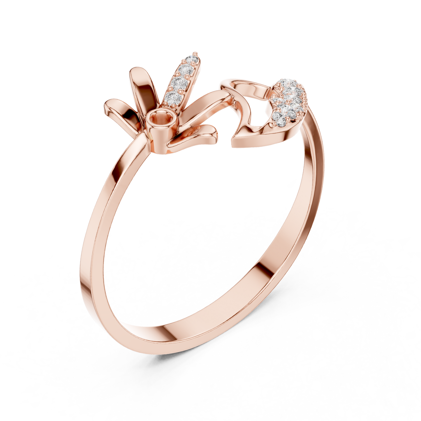 Floral Curve Ring (RNG 0001) (Lab Grown)
