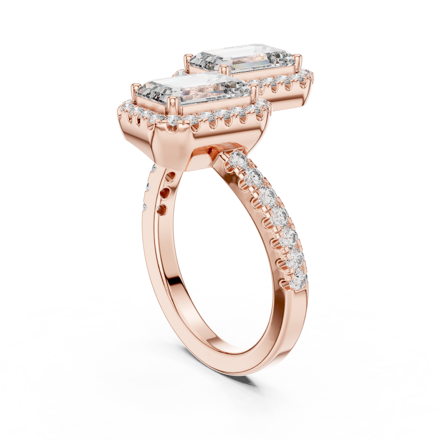 Offset Emerald Duo Ring (RNG 0045) (Lab Grown)