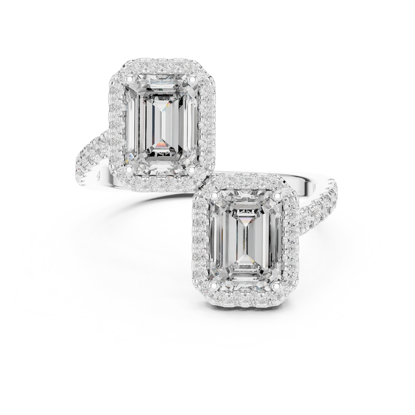 Offset Emerald Duo Ring (RNG 0045) (Lab Grown)