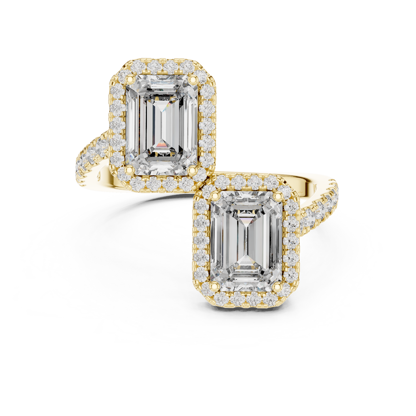 Offset Emerald Duo Ring (RNG 0045) (Lab Grown)