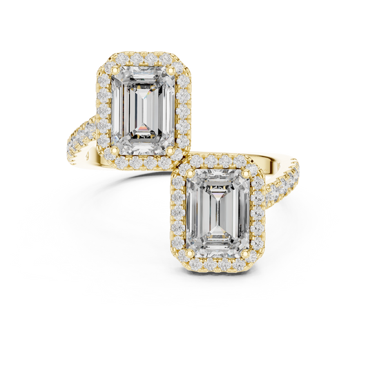 Offset Emerald Duo Ring (RNG 0045) (Lab Grown)