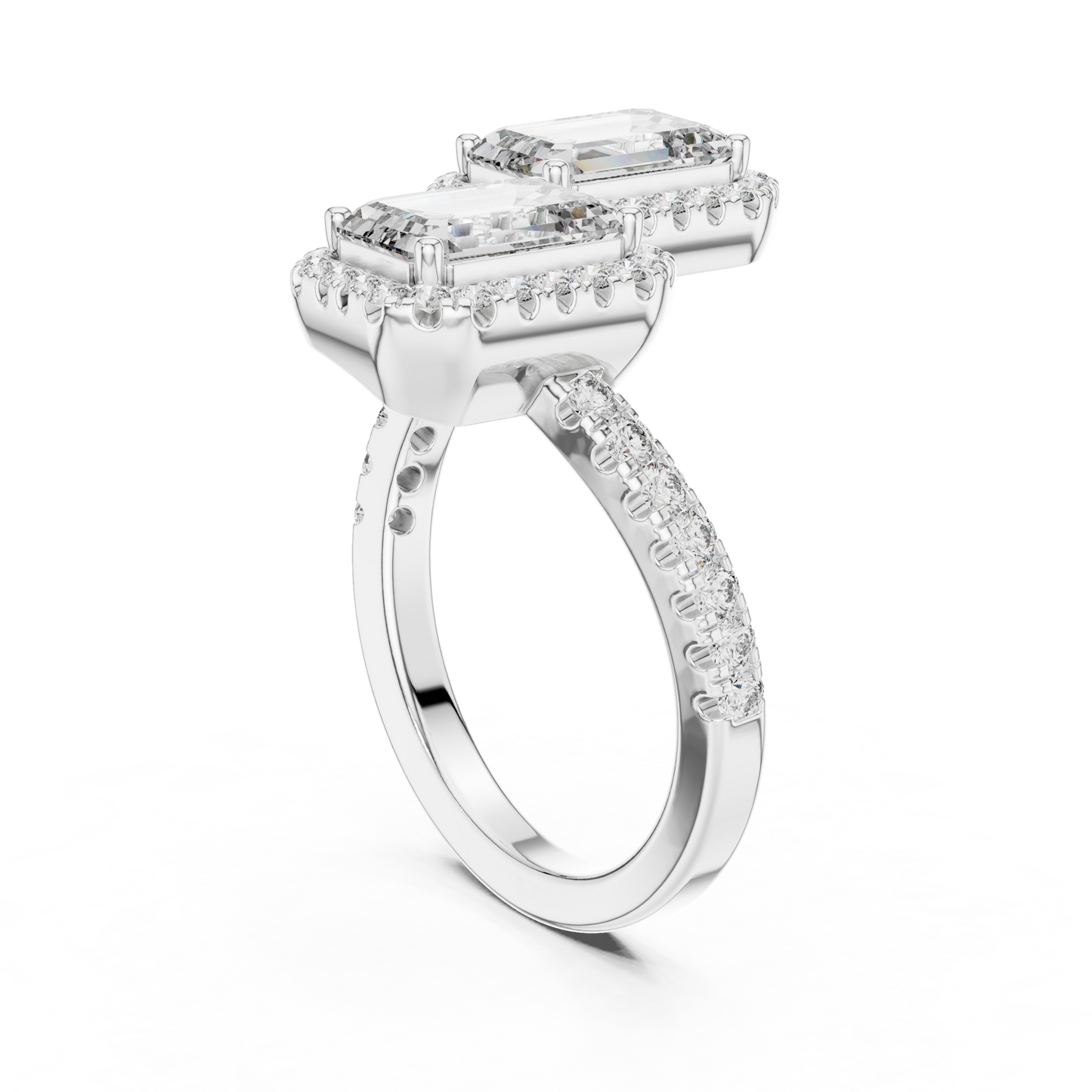 Offset Emerald Duo Ring (RNG 0045) (Lab Grown)