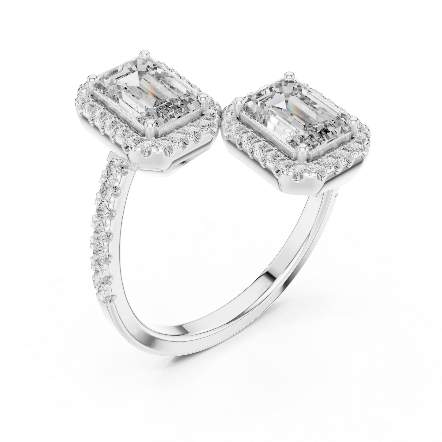 Offset Emerald Duo Ring (RNG 0045) (Lab Grown)